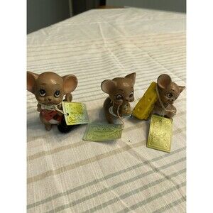 Lot of 3 Vintage Josef Originals Mice, Groom Birthday Cheese w Stickers & Tags